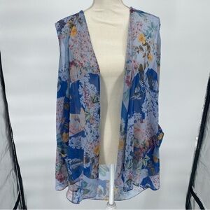 Floral Sheer Kimono Cardigan / Swimsuit Cover with Pockets